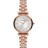 Emporio Armani Gianni T-Bar Crystals Silver Dial Rose Gold Steel Strap Watch For Women - AR11446 Authentic Buy Shop Now