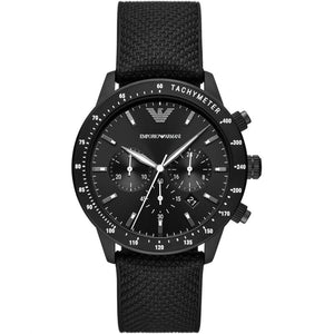 Emporio Armani Mario Chronograph Quartz Black Dial Black Nylon Strap Watch For Men - AR11453 Authentic Buy Shop Now