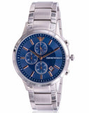 Emporio Armani Renato Chronograph Blue Dial Silver Steel Strap Watch For Men - AR11458 Authentic Buy Shop Now