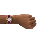 Emporio Armani Gianni T Bar Crystals Maroon Dial Maroon Leather Strap Watch for Women - AR11487 Authentic Buy Shop Now