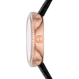 Emporio Armani Rosa Two Hand Black Dial Black Leather Strap Watch For Women - AR11493 Authentic Buy Shop Now