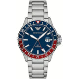 Emporio Armani Sea Explorer GMT Blue Dial Silver Steel Strap Watch For Men - AR11590 Authentic Buy Shop Now