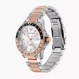 Emporio Armani Sea Explorer GMT Quartz White Dial Two Tone Steel Strap Watch For Men - AR11591 Authentic Buy Shop Now