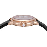 Emporio Armani Mia Three Hand Crystals Silver Dial Black Leather Strap Watch For Women - AR11631 Authentic Buy Shop Now