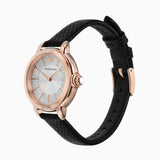 Emporio Armani Mia Three Hand Crystals Silver Dial Black Leather Strap Watch For Women - AR11631 Authentic Buy Shop Now