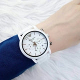 Emporio Armani Classic Chronograph White Dial White Rubber Strap Watch For Men - AR1054 Authentic Buy Shop Now