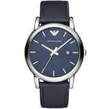 Emporio Armani Classic Quartz Blue Dial Black Leather Strap Watch For Men - AR1731 Authentic Buy Shop Now
