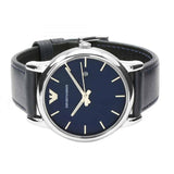 Emporio Armani Classic Quartz Blue Dial Black Leather Strap Watch For Men - AR1731 Authentic Buy Shop Now