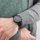 Emporio Armani Luigi Chronograph Black Dial Black Leather Strap Watch For Men - AR1737 Authentic Buy Shop Now