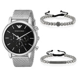 Emporio Armani Luigi Black Dial Silver Mesh Bracelet Watch For Men - AR8032 Authentic Buy Shop Now