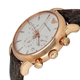 Emporio Armani Classic Chronograph White Dial Brown Leather Strap Watch For Men - AR1809 Authentic Buy Shop Now