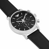 Emporio Armani Luigi Chronograph Black Dial Black Leather Watch For Men - AR1828 Authentic Buy Shop Now