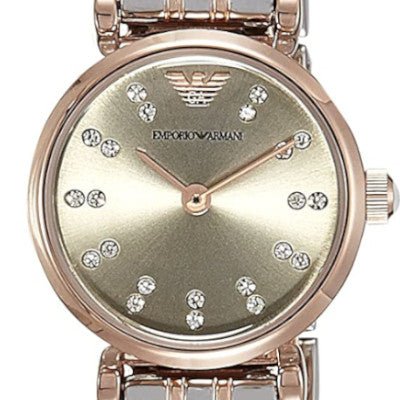 Emporio Armani Gianni T Bar Grey Dial Two Tone Steel Strap Watch For Women - AR1841 Authentic Buy Shop Now