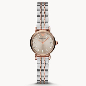 Emporio Armani Gianni T Bar Grey Dial Two Tone Steel Strap Watch For Women - AR1841 Authentic Buy Shop Now