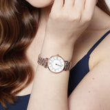 Emporio Armani Gianni T Bar Mother of Pearl Rose Gold Stainless Steel Strap Watch For Women - AR1909 Authentic Buy Shop Now