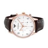 Emporio Armani Beta Chronograph White Dial Brown Leather Strap Watch For Men - AR1916 Authentic Buy Shop Now