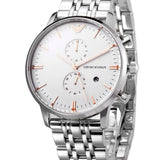 Emporio Armani Chonograph SIlver Dial Silver Steel Strap Watch For Men - AR1933 Authentic Buy Shop Now