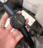 Emporio Armani Luigi Chronograph Quartz Black Dial Two Tone Nylon Strap Watch For Men - AR1948 Authentic Buy Shop Now