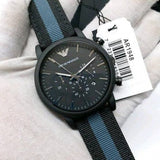 Emporio Armani Luigi Chronograph Quartz Black Dial Two Tone Nylon Strap Watch For Men - AR1948 Authentic Buy Shop Now