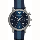 Emporio Armani Luigi Chronograph Quartz Blue Dial Blue Nylon Strap Watch For Men - AR1949 Authentic Buy Shop Now