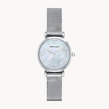 Emporio Armani Gianni T Bar Mother of Pearl Dial Silver Steel Strap Watch For Women - AR1955 Authentic Buy Shop Now