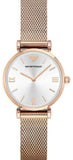 Emporio Armani Gianni T Bar Silver Dial Rose Gold Mesh Bracelet Watch For Women - AR1956 Authentic Buy Shop Now
