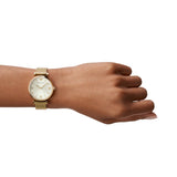 Emporio Armani Retro Gold Dial Gold Mesh Bracelet Watch For Women - AR1957 Authentic Buy Shop Now