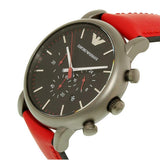 Emporio Armani Luigi Chronograph Black Dial Red Leather Strap Watch For Men - AR1971 Authentic Buy Shop Now