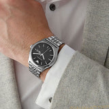 Emporio Armani Zeta Black Dial Silver Steel Strap Watch for Men - AR1977 Authentic Buy Shop Now