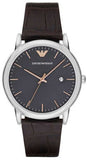 Emporio Armani Luigi Quartz Gray Dial Brown Leather Strap Watch For Men - AR1996 Authentic Buy Shop Now