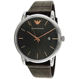 Emporio Armani Luigi Quartz Gray Dial Brown Leather Strap Watch For Men - AR1996 Authentic Buy Shop Now