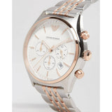 Emporio Armani Zeta Chronograph Quartz White Dial Two Tone Steel Strap Watch For Men - AR1998 Authentic Buy Shop Now