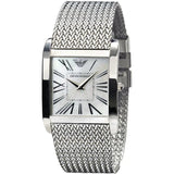 Emporio Armani Super Slim Quartz White Dial Silver Mesh Bracelet Watch For Women - AR2015 Authentic Buy Shop Now