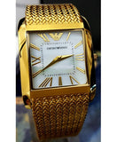 Emporio Armani Super Slim Quartz White DIal Gold Mesh Bracelet Watch For Women - AR2017 Authentic Buy Shop Now