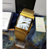 Emporio Armani Super Slim Quartz White DIal Gold Mesh Bracelet Watch For Women - AR2017 Authentic Buy Shop Now