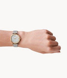 Emporio Armani Gianni T Bar Mother of Pearl Dial Silver Mesh Bracelet Watch For Women - AR2068 Authentic Buy Shop Now
