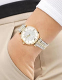 Emporio Armani Gianni T Bar Analog White Dial Two Tone Steel Strap Watch For Women - AR2076 Authentic Buy Shop Now