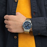 Emporio Armani Renato Chronograph Blue Dial Silver Steel Strap Watch For Men - AR2448 Authentic Buy Shop Now