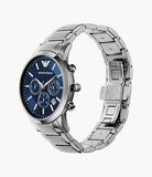 Emporio Armani Renato Chronograph Blue Dial Silver Steel Strap Watch For Men - AR2448 Authentic Buy Shop Now