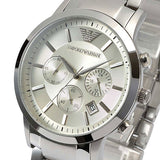 Emporio Armani Renato Chronograph Cream Dial Silver Steel Strap Watch For Men - AR2458 Authentic Buy Shop Now