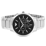 Emporio Armani Sportivo Chronograph Black Dial Silver Steel Strap Watch For Men - AR2460 Authentic Buy Shop Now