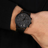 Emporio Armani Sportivo Chronograph Black Dial Black Leather Strap Watch For Men - AR2461 Authentic Buy Shop Now