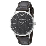 Emporio Armani Renato Analog Black Dial Black Leather Strap Watch For Men - AR8035 Authentic Buy Shop Now