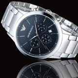 Emporio Armani Renato Chronograph Blue Dial Silver Steel Strap Watch For Men - AR2486 Authentic Buy Shop Now