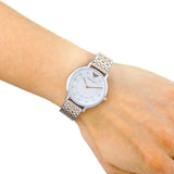 Emporio Armani Gianni T Bar Mother of Pearl Dial Two Tone Steel Strap Watch For Women - AR2508 Authentic Buy Shop Now