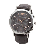Emporio Armani Renato Chronograph Grey Dial Brown Leather Strap Watch For Men - AR2513 Authentic Buy Shop Now