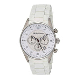 Emporio Armani Sport Chronograph White Dial White Silicone Strap Watch For Men - AR5859 Authentic Buy Shop Now
