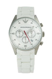 Emporio Armani Sport Chronograph White Dial White Silicone Strap Watch For Men - AR5859 Authentic Buy Shop Now