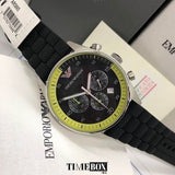 Emporio Armani Chronograph Black Dial Black Rubber Strap Watch For Men - AR5865 Authentic Buy Shop Now