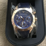 Emporio Armani Sportivo Chronograph Blue Dial Blue Silicone Strap Watch for Women - AR5939 Authentic Buy Shop Now